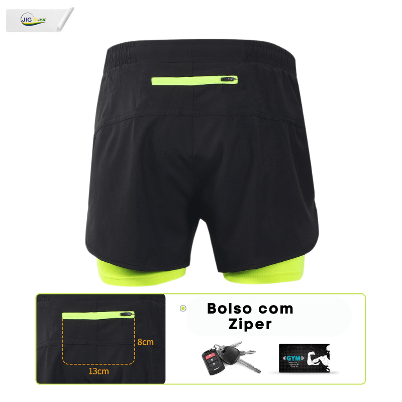 Short de Corrida com Forro Térmico Secagem Rápida RUNNING SHORT Frete Grátis